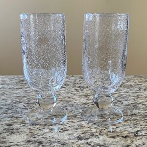 Southern Living at HOME Bubble Glass Goblets Set of 2 Clear Seeded Glass 13 oz